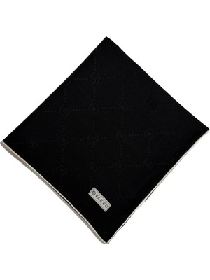 Vakko Pamuk Ipek Monogram Eşarp 42139-SIYAH Beyaz