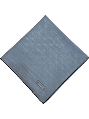 Vakko Pamuk Ipek Monogram Eşarp 44226-AÇIK Mavi Lacivert
