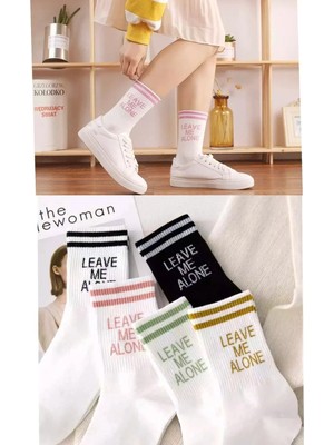 Uzn Socks 5'li Paket Leave Me Alone Yazılı Kolej Çorabı Seti