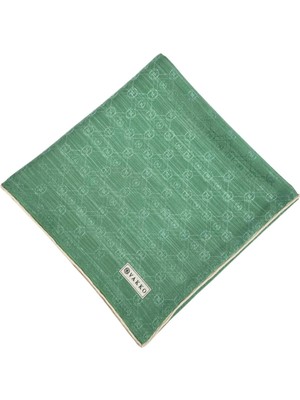 Vakko Pamuk Ipek Monogram Eşarp 44226-YEŞIL Ekru