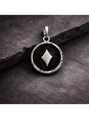 Ebrar Silver Gümüş Karo Kolye Ucu 925 Ayar Gümüş Mini Karo Figürlü Unisex Kolye Ucu Iskambil Kartı Kolye Ucu