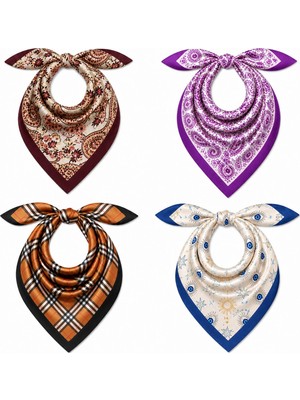 Mavi Masal 4'lü Kadın Fular Seti Ve Bandana