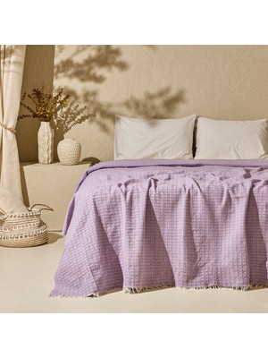 Evidea Soft Milva Çift Kişilik Çok Amaçlı Örtü - Lila - 200X230 cm