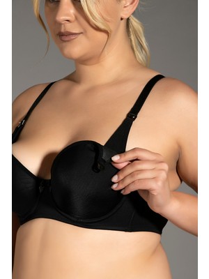 NEWBRA LINGERIE Kadın Yumuşak Kaplı C Kap Balenli / Telli Desteksiz / Dolgusuz Emzirme Lohusa Sütyeni - Siyah