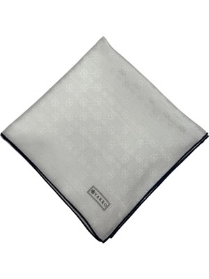 Vakko Pamuk Ipek Monogram Eşarp 44226-BEYAZ Lacivert