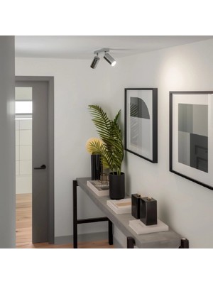 Riolight Rıolight Modern Krom Mafsallı Hareketli Başlık 2XGU10 Duylu LED Spot Avize(Ampül Dahil)