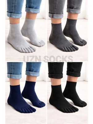 Uzn Socks Bambu 5 Parmak Unisex Çorap – 4 Çift | Terletmez, Doğal ve Konforlu