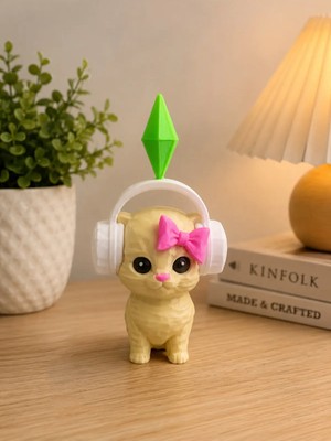 Sims Plumbob Kulaklıklı Kedi Figürü