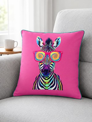 Pikko Home Çılgın Dostlar  Fitilli Polyester Kırlent Kılıfı(Kr)
