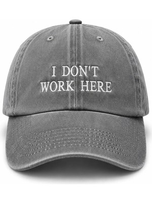 "ı Don't Work Here" (Ben Burada Çalışmıyorum) Nakışlı Eskitme Yıkamalı Kep Şapka