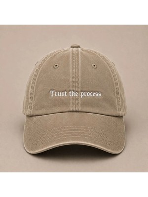 "trust The Process" (Sürece Güven) Motivasyon Işlemeli Vintage Yıkamalı Beyzbol Şapkası