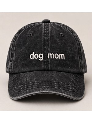 "dog Mom" (Köpek Annesi) Minimal Nakışlı Vintage Yıkamalı Beyzbol Şapkası