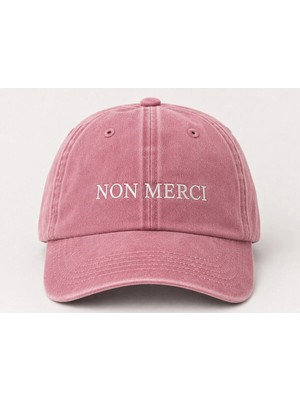 "non Mercı" Minimal Nakışlı Vintage Yıkamalı Beyzbol Şapkası