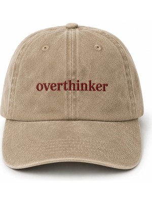 "overthinker" Estetik Söz Nakışlı Vintage Yıkamalı Beyzbol Şapkası