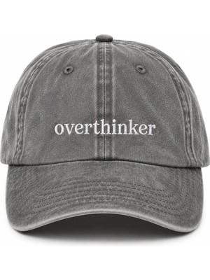 "overthinker" Estetik Söz Nakışlı Vintage Yıkamalı Beyzbol Şapkası