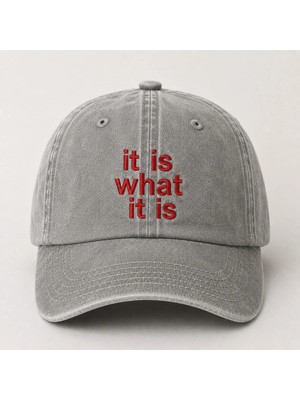 "ıt Is What It Is" Minimal Nakışlı Vintage Yıkamalı Beyzbol Şapkası