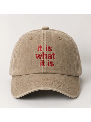 "ıt Is What It Is" Minimal Nakışlı Vintage Yıkamalı Beyzbol Şapkası