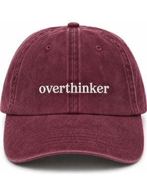 "overthinker" Estetik Söz Nakışlı Vintage Yıkamalı Beyzbol Şapkası