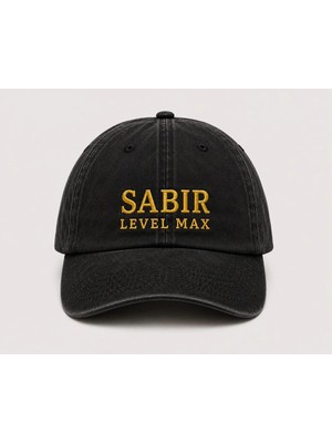 "sabır Level Max" Nakışlı Vintage Yıkamalı Beyzbol Şapkası