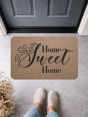 Bert Zarif Tasarımlı Home Sweet Home Dış Kapı Paspası Pvc Kaymaz Taban 70X45