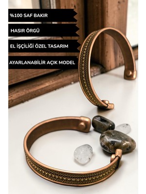 Bulu'us Accessories %100 Saf Bakır Taylan Irkek Modeli Ayarlanabilir Unisex Bileklik-Sevgiliye Eşe Hediye