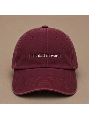 Best Dad In World Nakışlı Eskitme Yıkamalı Şapka Babalar Günü Özel Hediye