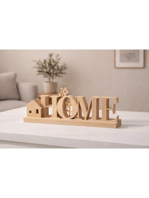 Home Yazısı Dekoratif Obje – Modern Masaüstü Ev Dekoru | 3D Baskı Salon Aksesuarı