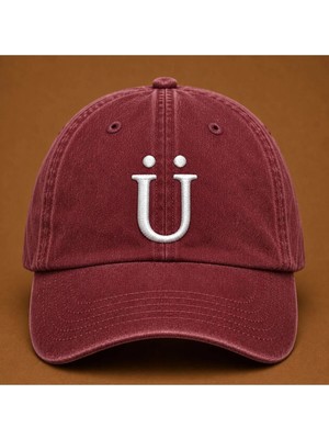 Kişiye Özel "ü" Baş Harf Nakışlı Vintage Yıkamalı Beyzbol Şapkası