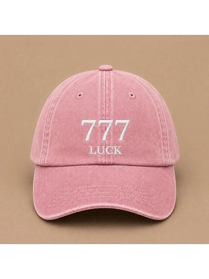 777 Luck Melek Sayısı Yazılı Eskitme Yıkamalı Şapka