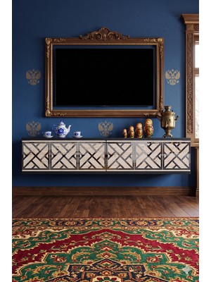 Yumedi Design TDA1238ATS -Biga Duvara Montaj Tv Stand , Tv Sehpası 120CM Antrasit-Traverten-Silver