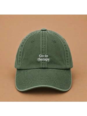 Go To Therapy (Terapiye Git) Nakışlı Vintage Yıkamalı Kep Şapka