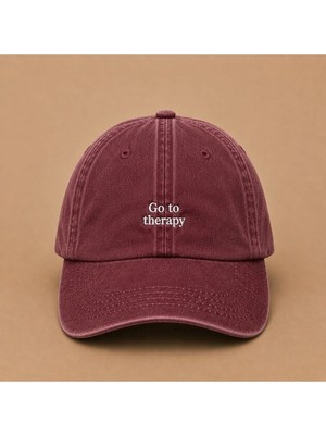 Go To Therapy (Terapiye Git) Nakışlı Vintage Yıkamalı Kep Şapka