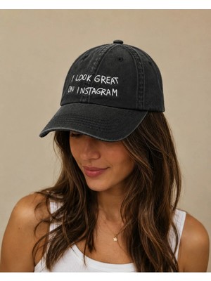 I Look Great On Instagram ''ınstagram'da Harika Görünüyorum.'' Yazılı Eskitme Yıkamalı Şapka