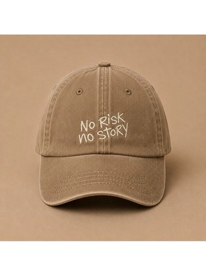 No Risk No Story (Risk Yoksa Hikaye Yok) Nakışlı Vintage Yıkamalı Kep Şapka