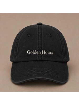 Kadın Estetik Golden Hour Yazılı Eskitme Yıkamalı Şapka
