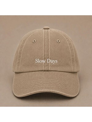 Slow Days Nakışlı Vintage Yıkamalı Kep Şapka