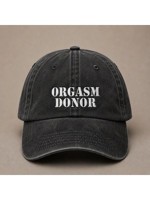 "orgasm Donor" Yetişkin Mizahı Nakışlı Vintage Yıkamalı Beyzbol Şapkası