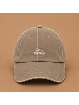 Go To Therapy (Terapiye Git) Nakışlı Vintage Yıkamalı Kep Şapka