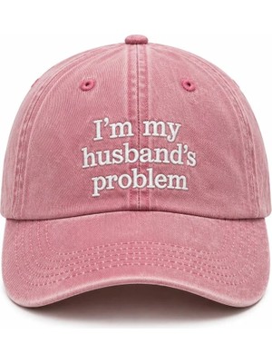 "ı'm My Husband's Problem" Nakışlı Vintage Yıkamalı Beyzbol Şapkası