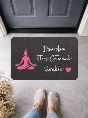 Bert "dışardan Stres Getirmek Yasaktır" Yazılı Kapı Önü Paspası 70X45 cm Kaymaz Taban