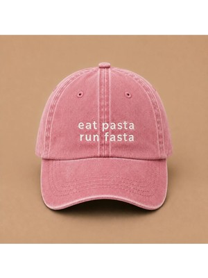 Eat Pasta Run Fasta Yazılı Eskitme Yıkamalı Şapka