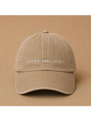 Lucky Girl Aura (Şanslı Kız Aurası) Nakışlı Vintage Yıkamalı Kep Şapka