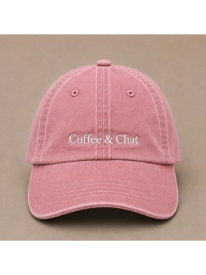 Coffee & Chat Nakışlı Vintage Yıkamalı Kep Şapka