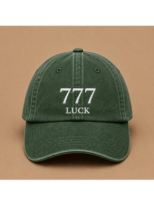 777 Luck Melek Sayısı Yazılı Eskitme Yıkamalı Şapka