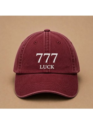 777 Luck Melek Sayısı Yazılı Eskitme Yıkamalı Şapka