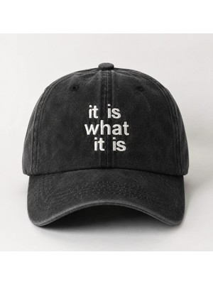"ıt Is What It Is" Minimal Nakışlı Vintage Yıkamalı Beyzbol Şapkası