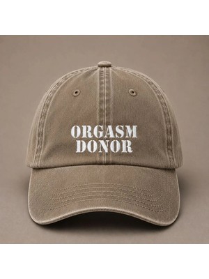 "orgasm Donor" Yetişkin Mizahı Nakışlı Vintage Yıkamalı Beyzbol Şapkası