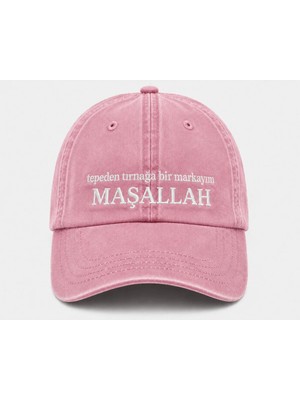 "tepeden Tırnağa Bir Markayım Maşallah" Yazılı Eskitme Yıkamalı Kep Şapka