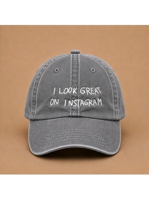 I Look Great On Instagram ''ınstagram'da Harika Görünüyorum.'' Yazılı Eskitme Yıkamalı Şapka