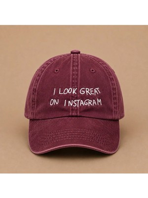 I Look Great On Instagram ''ınstagram'da Harika Görünüyorum.'' Yazılı Eskitme Yıkamalı Şapka